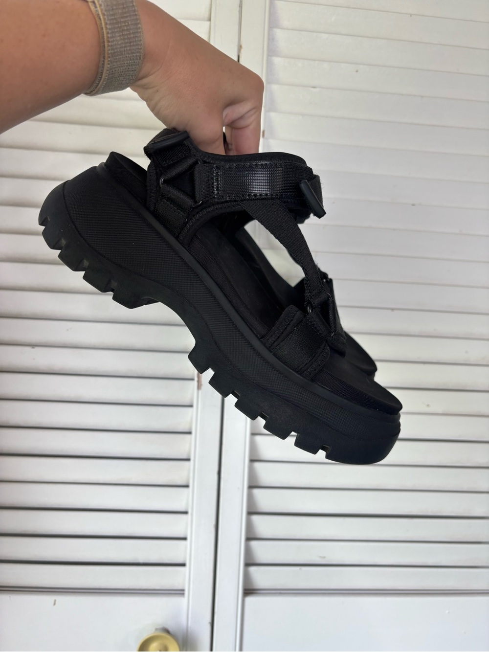 Zara Black Chunky Strappy Platform Sandal Sandal EU 38 - Picture 6 of 9